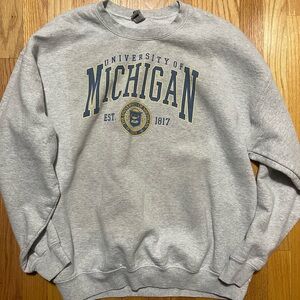 Gildan Gray University of Michigan Crewneck Sweater